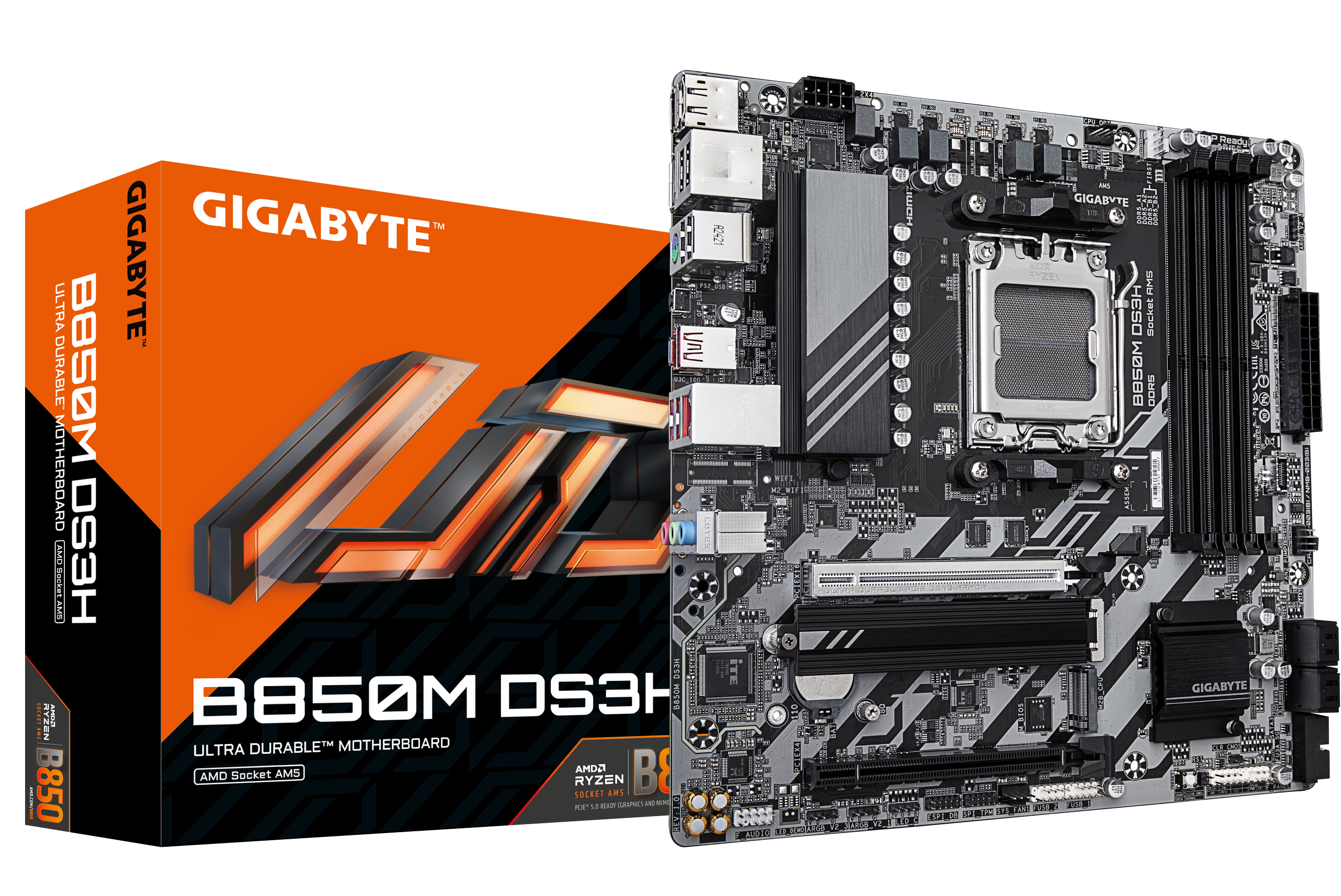 Bekijk afbeelding 1 van Gigabyte AM5 B850M DS3H - DDR5/2xM.2/2xDP/HDMI/mATX